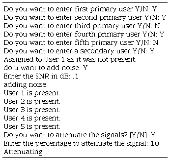 Simulation terms used for spectrum allocation and sensing.