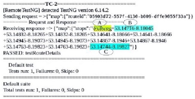 TC-2 Test Result For RouteDetails end-to-end Integration Testing
								using TestNG framework.