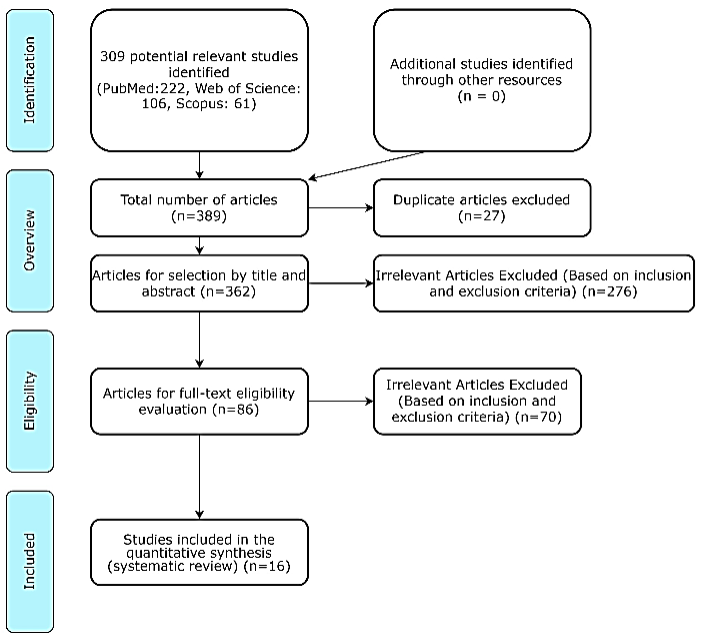 Diagram flowchart showing the overview of the research process for relevant studies.