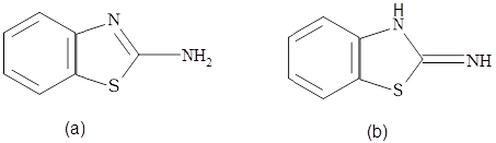 The chemical structure of (a) amino and (b) imino tautomers of
								2-ABT.