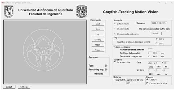 Crayfish-Tracking Motion Vision software graphical
interface.