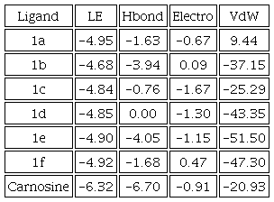 Principal interacting energies between the studied molecules and the NS3 protein. All the values are in kcal/mol.