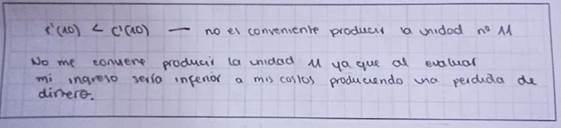 Justificacin de no producir la unidad nmero 11