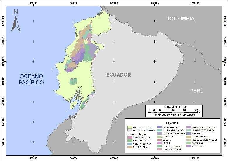  Meso formas del relieve en la zona óptima de distribución
potencial. 

 