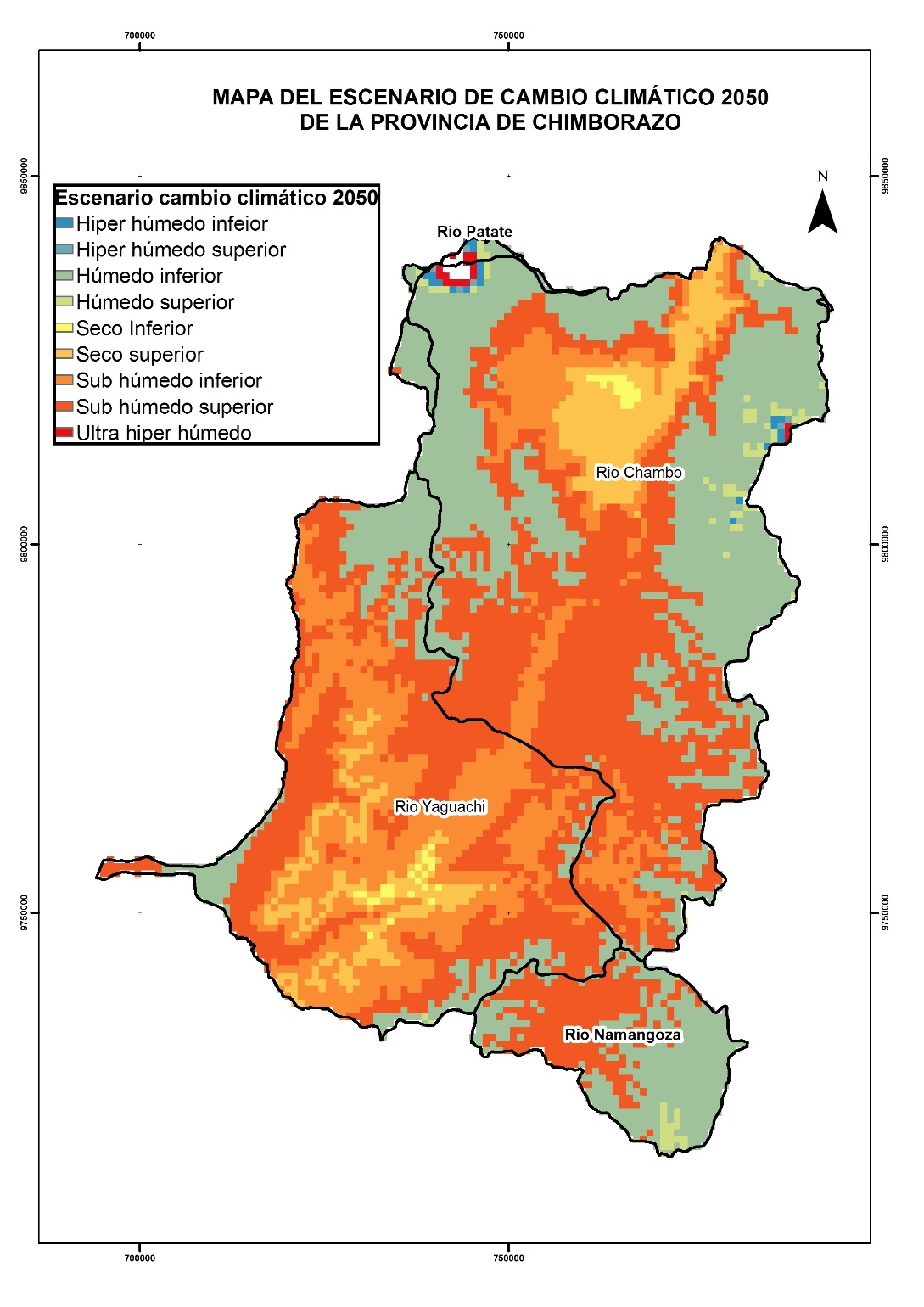 Figura 6. Escenario
de cambio climático al
2050 para la provincia de Chimborazo 