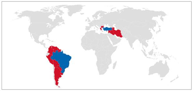 Brasil y Turqu&iacute;a con sus vecinos.