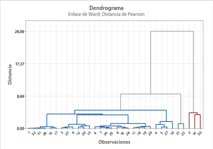 Dendograma representativo para los datos durante la pandemia.