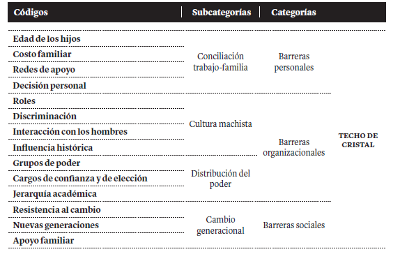 Categorías y subcategorías del concepto de TC