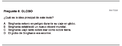 Reactivo Globo, pregunta 8