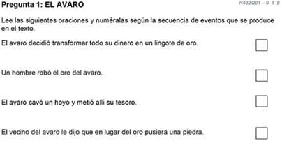 Reactivo El avaro y su tesoro, pregunta 1