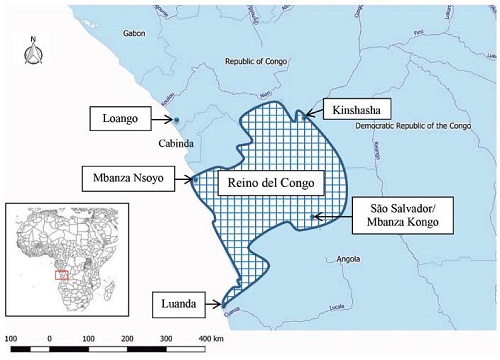 Mapa aproximado del Reino del Congo