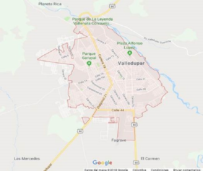 Delimitaci&oacute;n de Valledupar.