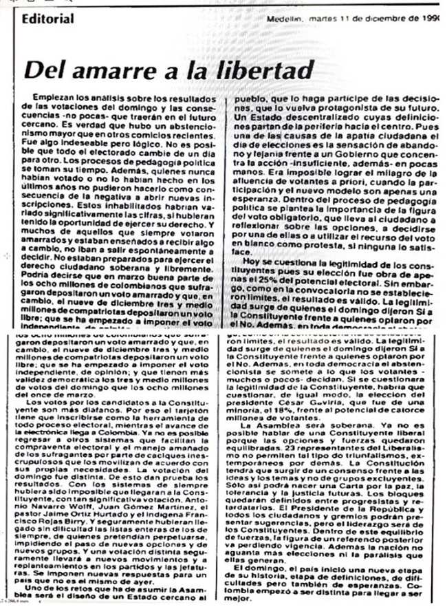 Texto 3: Editorial. Del amarre a la libertad