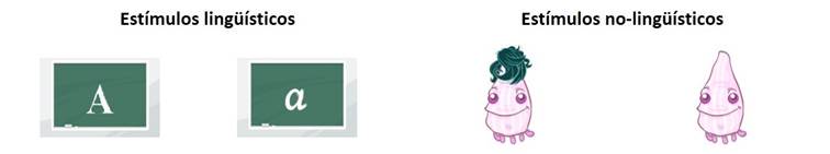 Im&aacute;genes de los est&iacute;mulos visuales ling&uuml;&iacute;sticos y no ling&uuml;&iacute;sticos