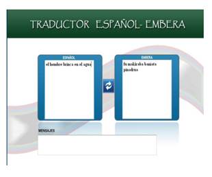 Interfaz traductor espa&ntilde;ol-ember&aacute;, ember&aacute;-espa&ntilde;ol