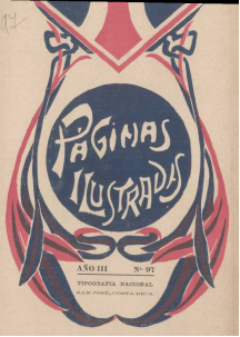 Falsa portada de las P&aacute;ginas Ilustradas. Impresi&oacute;n a dos tintas realizada en los Talleres de Tipograf&iacute;a Nacional.