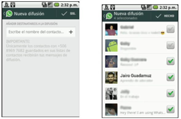 Creaci&oacute;n de difusi&oacute;n en Whatsapp