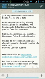 Mensaje recibido por el usuario