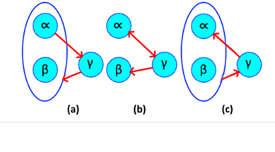 (a) Reciprocal dependence; (b) Normal dependence. (c) Normal graph.