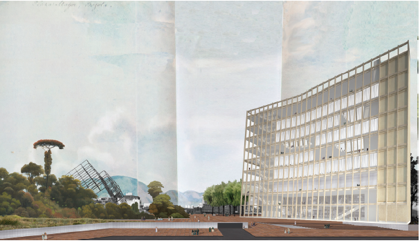 Perspectiva exterior del Museo de la Memoria,propuesta para el Concurso Nacional Museo Nacional de laMemoria (2015) ©.