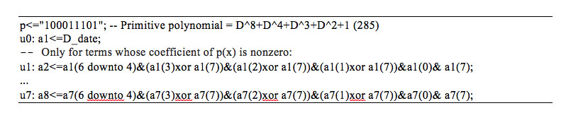 Concurrent VHDL description of the LFSR-based divider component