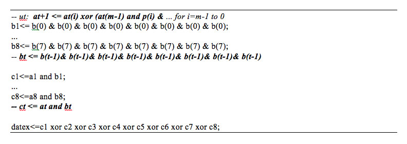 Description of combinational product and accumulator in VHDL