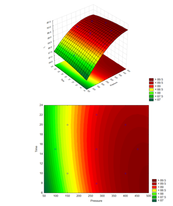 Response surface for the L function of Time and Pressure