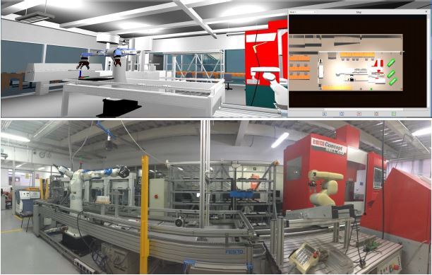 Snapshots of the CIM training game based on BIM. Comparison between real CIM and the virtual world