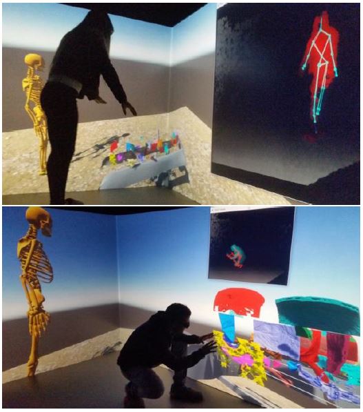 Snapshots of the medical imaging interpretation game based on DICOM images and tested on a CAVE