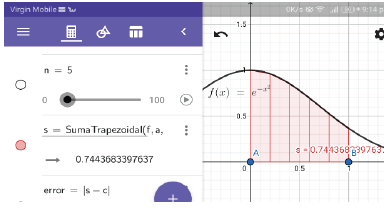 Área bajo la curva para n = 5