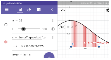 Área bajo la curva para n = 25