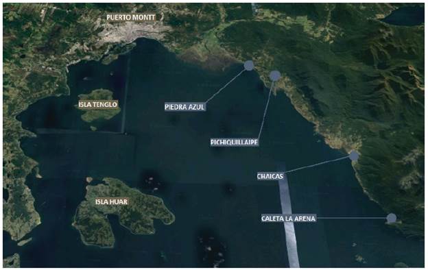 Mapa de la bah&iacute;a de Puerto Montt