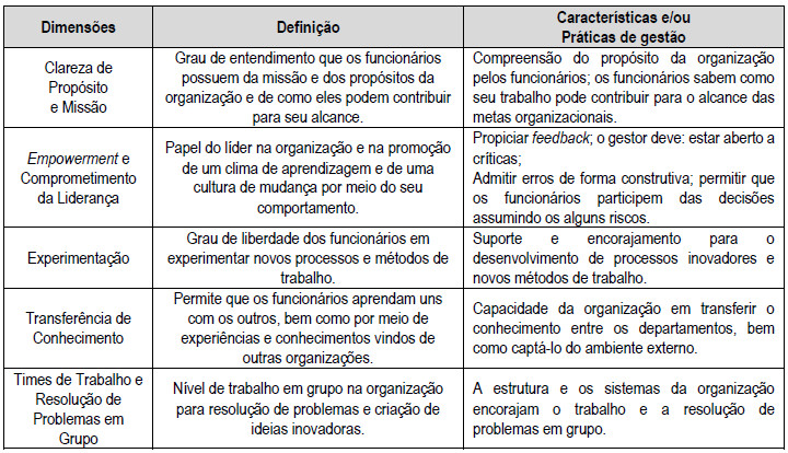 Dimensões da Aprendizagem Organizacional