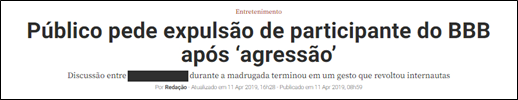 Reportagem na Internet sobre a repercusso do empurro.