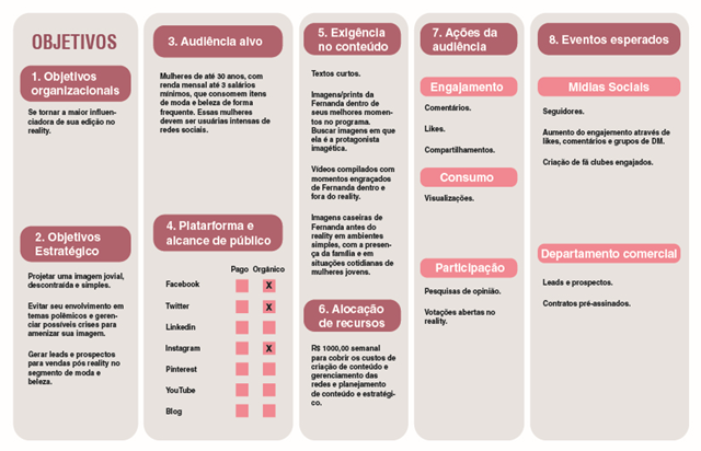 Social Media Canvas preenchido com informaes do caso.
