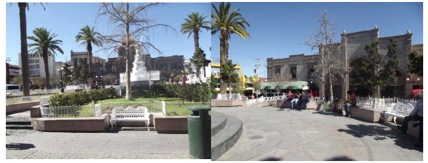 Ubicación de bancas y jardineras.