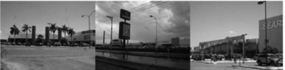 Plazas comerciales. Plaza Dorada,
Plaza Senderos y Plaza las Américas, en Mérida, Yucatán. Fotografías de Nicte-Há Gutiérrez Ruiz.