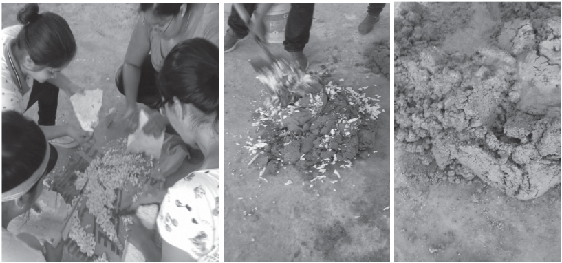 Proceso de relleno con la mezcla de suelo y
diferentes agregados.