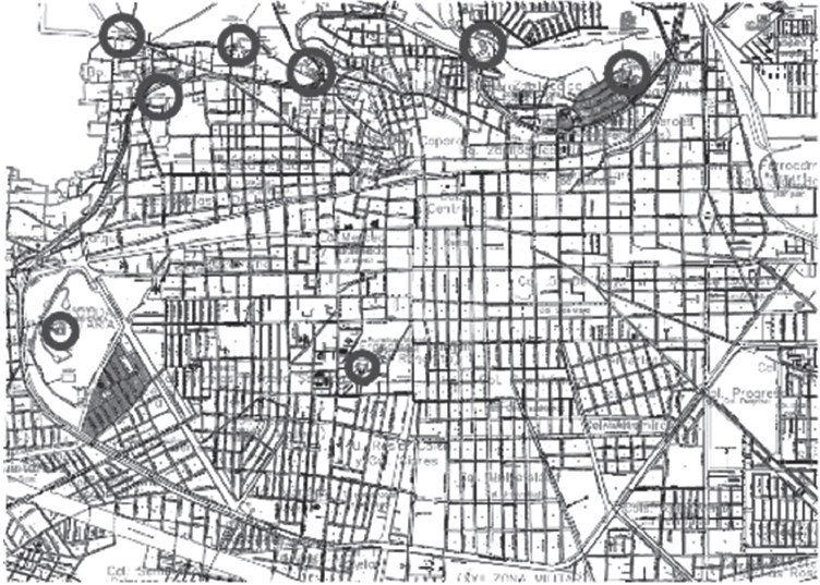 Ubicaci&oacute;n de
los tanques de regularizaci&oacute;n del municipio de Toluca.