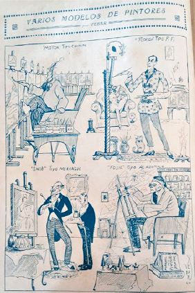 Vebar. &ldquo;Varios modelos de pintores&rdquo;. Los pensadores, n&uacute;m. 102, 23 de diciembre de 1924, Centro de Documentaci&oacute;n e Investigaci&oacute;n de la Cultura de Izquierdas-Cedinci.