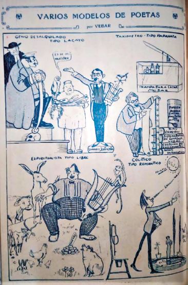 Vebar. &ldquo;Varios modelos de poetas&rdquo;. Los Pensadores, n&uacute;m. 120, abril de 1926, Centro de Documentaci&oacute;n e Investigaci&oacute;n de la Cultura de Izquierdas-Cedinci.