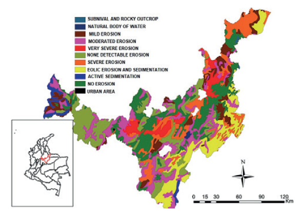 Map: Boyaca: Erosion of Soil.