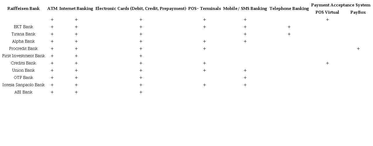 Electronic Services Provided by Commercial Banks of Albania in 2021