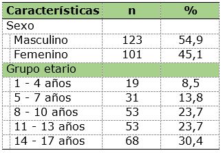 Distribución de frecuencias según sexo y grupo etario correspondiente a la muestra de estudio