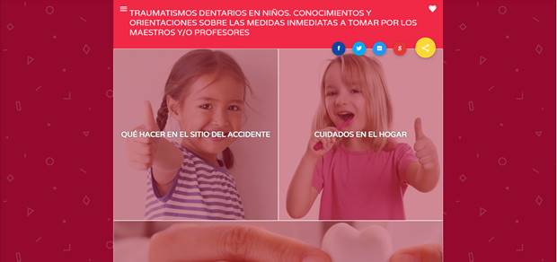 Carátula de Aplicación Web “Traumatismos dentarios en niños.
