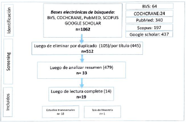 flujograma de la estrategia de búsqueda.