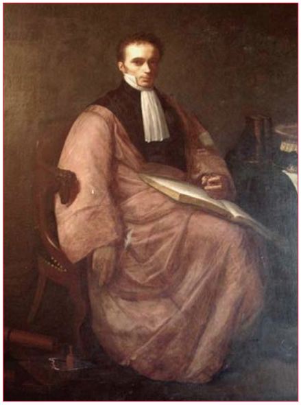 René Laennec con toga académica, según retrato póstumo de Paul Dubois (1854). Fuente: Wikimedia Commons