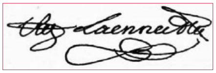 Firma de Laennec, sin diéresis. Fuente: revista Alma