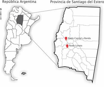 Santiago del Estero. Ubicación de los sitios de estudio