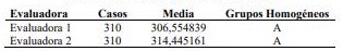 Grupos homog�neos por Evaluadoras